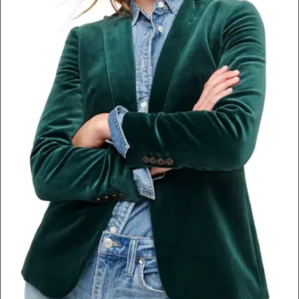 J. Crew Emerald Green Velvet Blazer